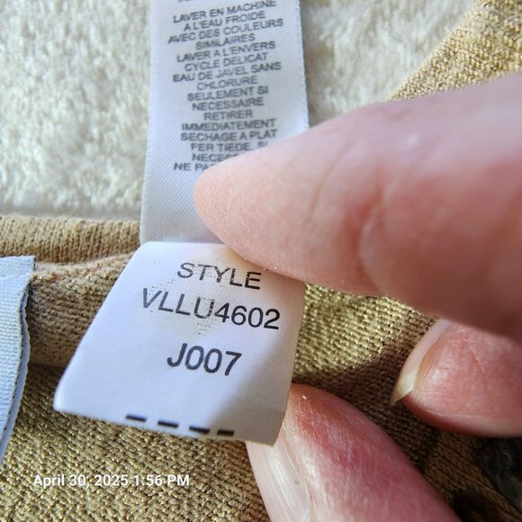 Villager Woman Plus Sz 2 Brown Tan Short Sleeve Top Embellished Neck Sleeve Egde - Picture 5 of 8